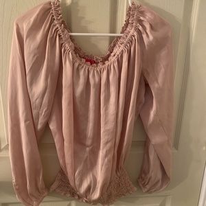 Off the shoulder silk shirt